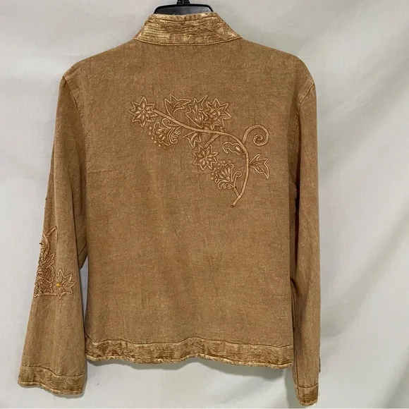 Flashback Women's Embroidered Brown Jean Jacket - Picture 8 of 13